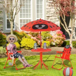 Set de Mesa y Sillas Infantil de Jardín Conjunto de Picnic Plegable para Niños Juego de Mesa con Sombrilla Ajust... - Ogal.Es