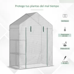 Invernadero de Exterior Invernadero Pequeño con 2 Estantes Puerta Enrollable con Cremallera Marco de Acero y Cub... - Ogal.Es
