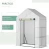 Invernadero de Exterior Invernadero Pequeño con 2 Estantes Puerta Enrollable con Cremallera Marco de Acero y Cub... - Ogal.Es