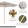 Sombrilla Terraza Exterior Ø300 cm Sombrilla de Jardín con Sistema de Polea Techo Ventilado y Poste Desmontable ... - Ogal.Es