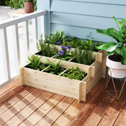 Huerto Urbano Jardinera de Madera de 3 Niveles con Tela Geotextil para Cultivos Plantas Flores para Jardín Terra... - Ogal.Es