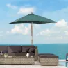 Sombrilla Terraza Exterior 200x150 cm Sombrilla de Jardín Rectangular con Ángulo Ajustable Mástil de Madera y Ma... - Ogal.Es