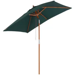 Sombrilla Terraza Exterior 200x150 cm Sombrilla de Jardín Rectangular con Ángulo Ajustable Mástil de Madera y Ma... - Ogal.Es