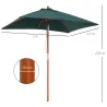 Sombrilla Terraza Exterior 200x150 cm Sombrilla de Jardín Rectangular con Ángulo Ajustable Mástil de Madera y Ma... - Ogal.Es