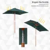 Sombrilla Terraza Exterior 200x150 cm Sombrilla de Jardín Rectangular con Ángulo Ajustable Mástil de Madera y Ma... - Ogal.Es