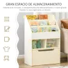 Estantería Infantil de Madera con 3 Compartimentos 2 Cubos y Cajón Móvil con 4 Ruedas 60x29,9x90 cm Blanco - Ogal.Es