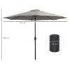 Sombrilla de Jardín Ø295x250 cm con Manivela Parasol Exterior con Mecanismo de Inclinación y Poste Desmontable d... - Ogal.Es