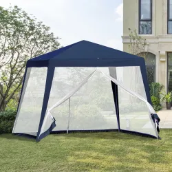 Carpa de Jardín 3x3 m Cenador con 4 Partes Laterales Mosquitera con Cremallera Protección UV Impermeable para Pa... - Ogal.Es