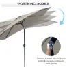 Sombrilla de Jardín Ø295x250 cm con Manivela Parasol Exterior con Mecanismo de Inclinación y Poste Desmontable d... - Ogal.Es