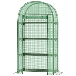 Invernadero de Exterior Invernadero Pequeño con 4 Estantes Puerta Enrollable con Cremallera Cubierta de PE 140g/... - Ogal.Es