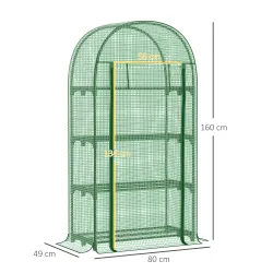 Invernadero de Exterior Invernadero Pequeño con 4 Estantes Puerta Enrollable con Cremallera Cubierta de PE 140g/... - Ogal.Es