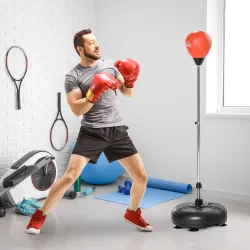Saco de Boxeo de Pie con Altura Ajustable 133-151 cm Saco de Boxeo con Base Rellenable Guantes e Inflador Negro ... - Ogal.Es