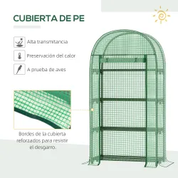 Invernadero de Exterior Invernadero Pequeño con 4 Estantes Puerta Enrollable con Cremallera Cubierta de PE 140g/... - Ogal.Es