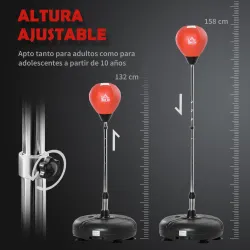 Saco de Boxeo de Pie con Altura Ajustable 133-151 cm Saco de Boxeo con Base Rellenable Guantes e Inflador Negro ... - Ogal.Es