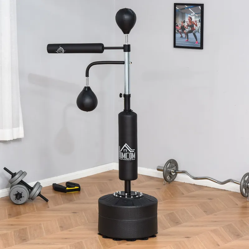 Saco de Boxeo de Pie 4 en 1 Ajustable en Altura con 2 Bolas Barra y Base Rellenable Agua o Arena 88x50x160-230 c... - Ogal.Es