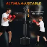 Saco de Boxeo de Pie 4 en 1 Ajustable en Altura con 2 Bolas Barra y Base Rellenable Agua o Arena 88x50x160-230 c... - Ogal.Es