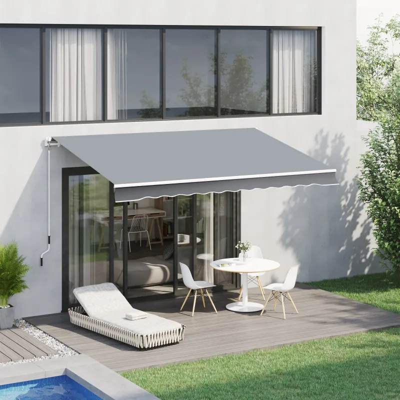 Toldo Manual Retráctil 3x2,5 cm, Toldo Exterior Terraza con Ángulo Ajustable, Brazo Articulado, Montaje a Pared,... - Ogal.Es