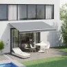 Toldo Manual Retráctil 3x2,5 cm, Toldo Exterior Terraza con Ángulo Ajustable, Brazo Articulado, Montaje a Pared,... - Ogal.Es