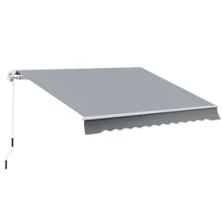 Toldo Manual Retráctil 3x2,5 cm, Toldo Exterior Terraza con Ángulo Ajustable, Brazo Articulado, Montaje a Pared,... - Ogal.Es