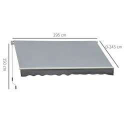 Toldo Manual Retráctil 3x2,5 cm, Toldo Exterior Terraza con Ángulo Ajustable, Brazo Articulado, Montaje a Pared,... - Ogal.Es