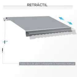 Toldo Manual Retráctil 3x2,5 cm, Toldo Exterior Terraza con Ángulo Ajustable, Brazo Articulado, Montaje a Pared,... - Ogal.Es