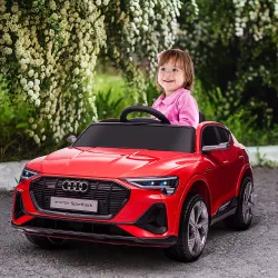Coche de Batería para Niños 12V Audi E-tron con Mando a Distancia Faros Bocina Música Velocidad 3-5 km/h Rojo - Ogal.Es