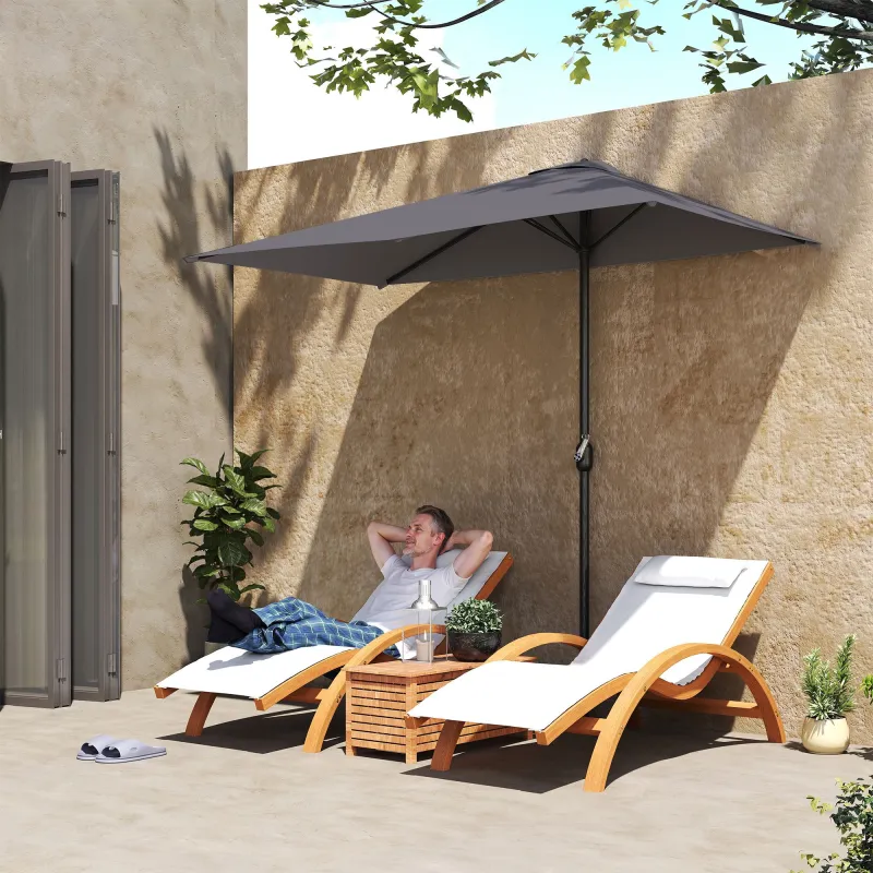 Sombrilla Rectangular 230x130x245 cm Parasol para Pared Media Sombrilla con Manivela Protección UV 30+ Impermeab... - Ogal.Es