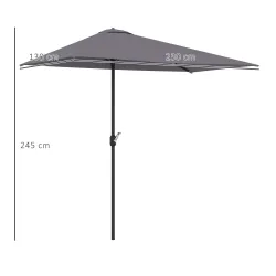 Sombrilla Rectangular 230x130x245 cm Parasol para Pared Media Sombrilla con Manivela Protección UV 30+ Impermeab... - Ogal.Es