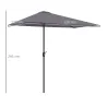Sombrilla Rectangular 230x130x245 cm Parasol para Pared Media Sombrilla con Manivela Protección UV 30+ Impermeab... - Ogal.Es