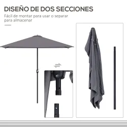 Sombrilla Rectangular 230x130x245 cm Parasol para Pared Media Sombrilla con Manivela Protección UV 30+ Impermeab... - Ogal.Es