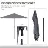 Sombrilla Rectangular 230x130x245 cm Parasol para Pared Media Sombrilla con Manivela Protección UV 30+ Impermeab... - Ogal.Es