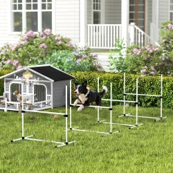 Set de Entrenamiento de Agilidad para Perros Mascotas 4 Piezas Obstáculos Vallas de Salto con Altura Ajustable y... - Ogal.Es