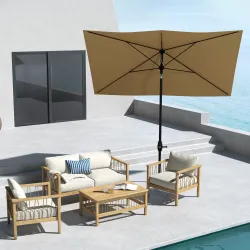 Sombrilla de Terraza Exterior 3x2 m Parasol de Terraza Exterior con Ángulo Ajustable Mástil de Aluminio y Protec... - Ogal.Es