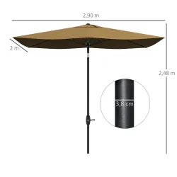 Sombrilla de Terraza Exterior 3x2 m Parasol de Terraza Exterior con Ángulo Ajustable Mástil de Aluminio y Protec... - Ogal.Es