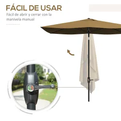 Sombrilla de Terraza Exterior 3x2 m Parasol de Terraza Exterior con Ángulo Ajustable Mástil de Aluminio y Protec... - Ogal.Es