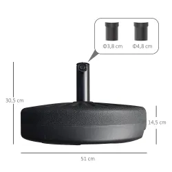 Base de Sombrilla de Jardín Rellenable de Agua 22 kg Soporte de Parasol Redondo Apto para Postes de 38mm/48mm Po... - Ogal.Es