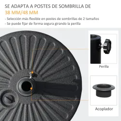 Base de Sombrilla de Jardín Rellenable de Agua 22 kg Soporte de Parasol Redondo Apto para Postes de 38mm/48mm Po... - Ogal.Es