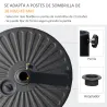 Base de Sombrilla de Jardín Rellenable de Agua 22 kg Soporte de Parasol Redondo Apto para Postes de 38mm/48mm Po... - Ogal.Es