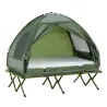 Cama Doble de Camping Plegable con Tienda de Campaña 4 en 1 Cama de Campamento Elevada con Colchón Hinchable y B... - Ogal.Es