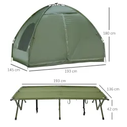 Cama Doble de Camping Plegable con Tienda de Campaña 4 en 1 Cama de Campamento Elevada con Colchón Hinchable y B... - Ogal.Es