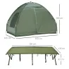 Cama Doble de Camping Plegable con Tienda de Campaña 4 en 1 Cama de Campamento Elevada con Colchón Hinchable y B... - Ogal.Es