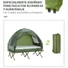Cama Doble de Camping Plegable con Tienda de Campaña 4 en 1 Cama de Campamento Elevada con Colchón Hinchable y B... - Ogal.Es
