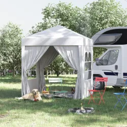 Cenador de Jardín 2x2m con 4 Paredes Laterales Tela Oxford 2 Puertas 2 Ventanas y Bolsa de Transporte Impermeabl... - Ogal.Es