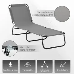 Tumbona Plegable Reclinable con Ángulo Ajustable de 5 Posiciones para Jardín Exterior Carga 120 kg 188x56x28 cm ... - Ogal.Es