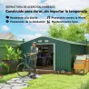 Cobertizo de Jardín 12,4 m² 340x386x200 cm con 2 Puertas Corredizas Base Refuerzo (Suelo NO Incluido) Verde - Ogal.Es