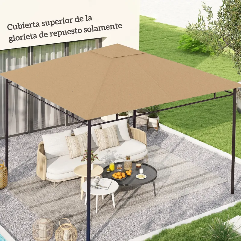 Techo de Repuesto para Cenador, 3x3 m, Cubierta de Repuesto con 8 Orificios de Drenaje, Ventilación y Protección... - Ogal.Es
