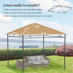 Techo de Repuesto para Cenador, 3x3 m, Cubierta de Repuesto con 8 Orificios de Drenaje, Ventilación y Protección... - Ogal.Es