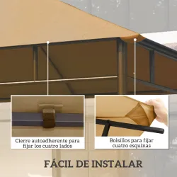 Techo de Repuesto para Cenador, 3x3 m, Cubierta de Repuesto con 8 Orificios de Drenaje, Ventilación y Protección... - Ogal.Es