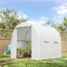 Invernadero de Túnel con Puerta Enrollable y 4 Ventanas para Cultivo Plantas Verduras 245x200x200 cm Blanco - Ogal.Es