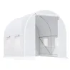 Invernadero de Túnel con Puerta Enrollable y 4 Ventanas para Cultivo Plantas Verduras 245x200x200 cm Blanco - Ogal.Es